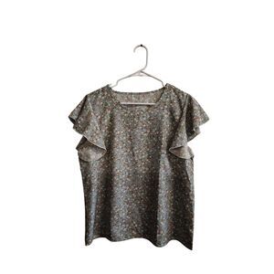 Emery Rose XL Women's Blue Floral Print Sleeveless Blouse